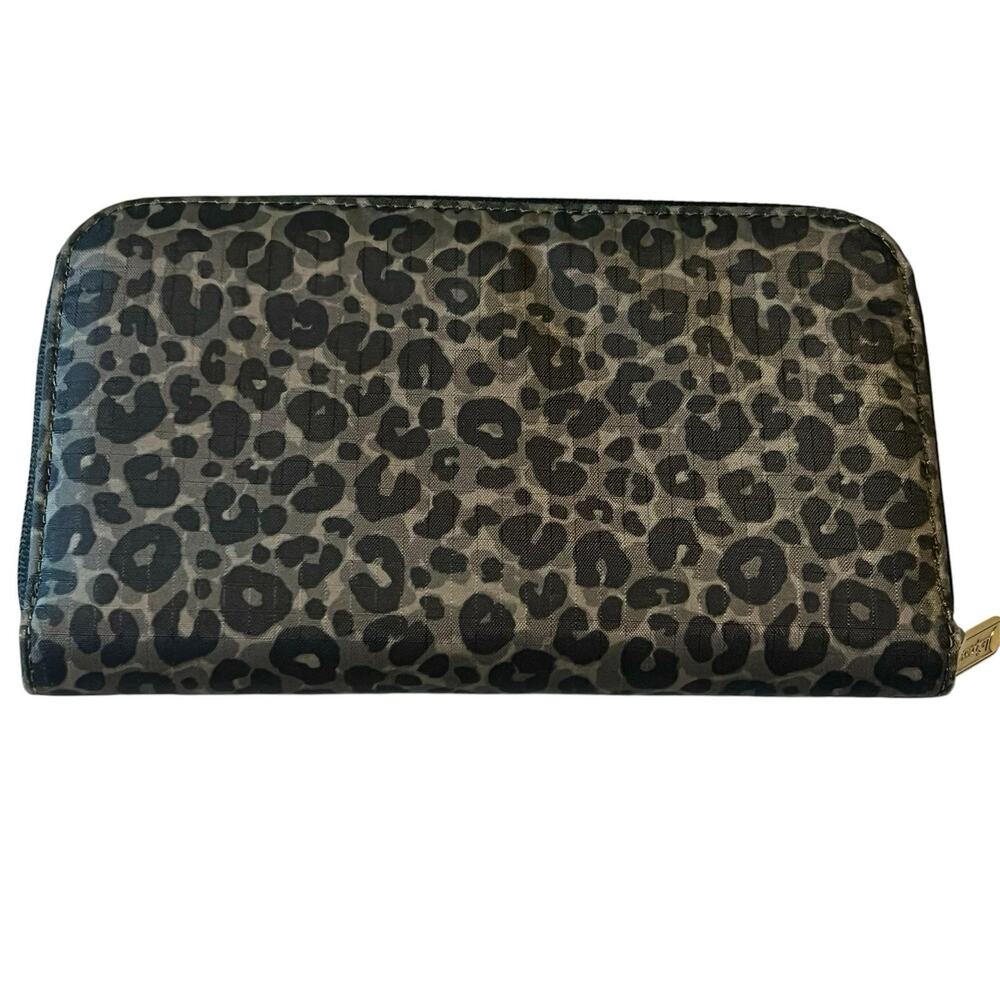 LeSportsac Leopard Print Zip Around Wallet Organizer Clutch Nylon Brown Black - Picture 4 of 7